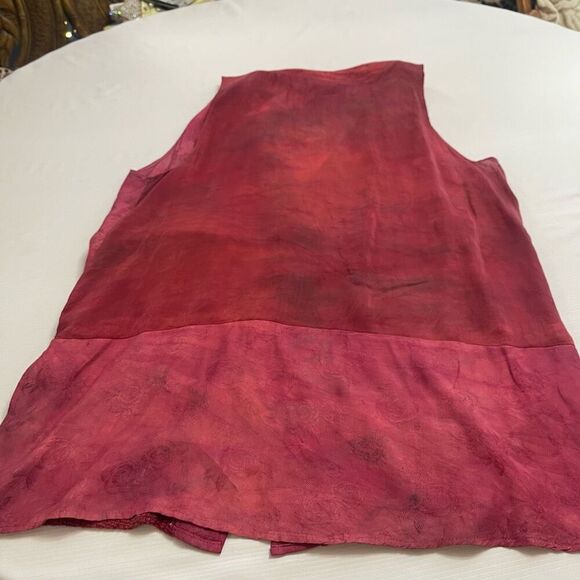 URU Hand Dyed Red Silk Boho Art To Wear Oversized 2 Piece Pant Set One Size - Picture 6 of 14